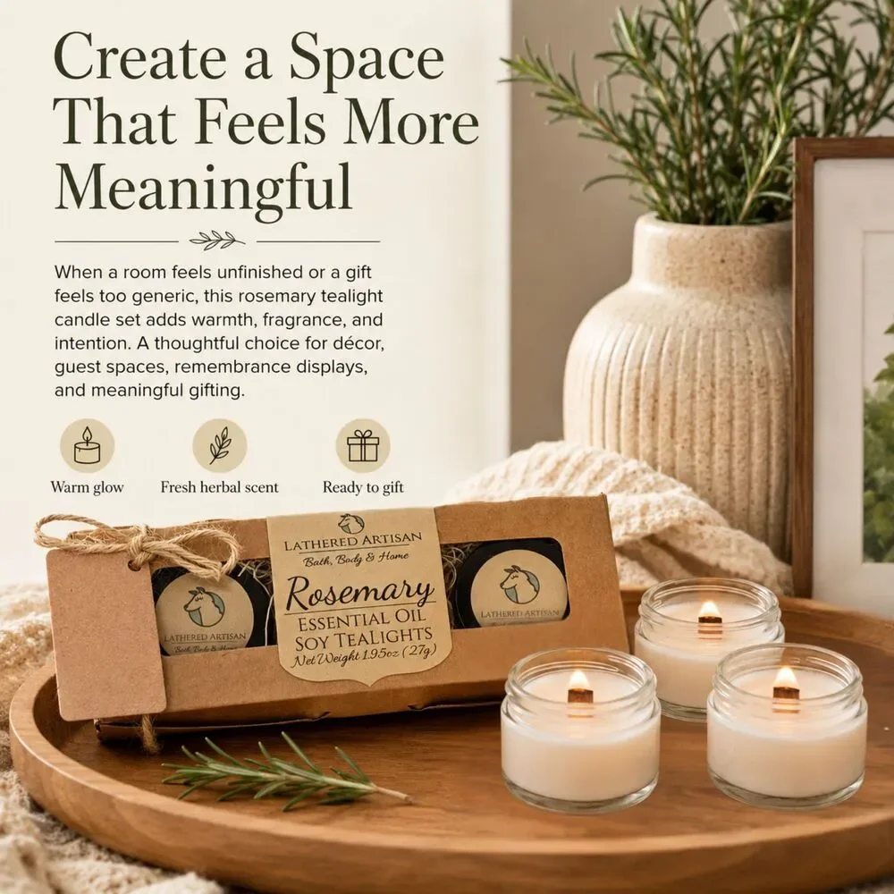 Rosemary | Essential Oil | Glass Jar Tealight Candles